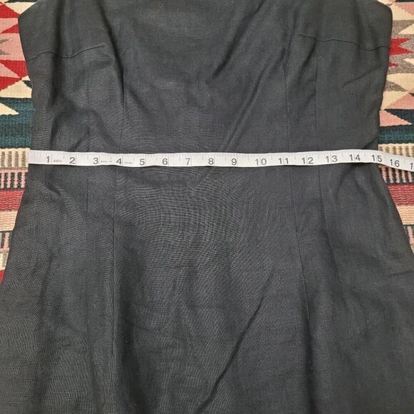 Vintage Geary Roark Black Linen Sheath Dress Sz 14 M/L Sleeveless Crochet Classy - Picture 6 of 8